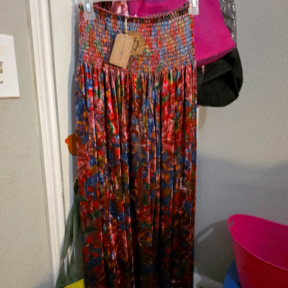 Colorful Floral Women's Wide Leg Dress Pants NATURAL LIFE